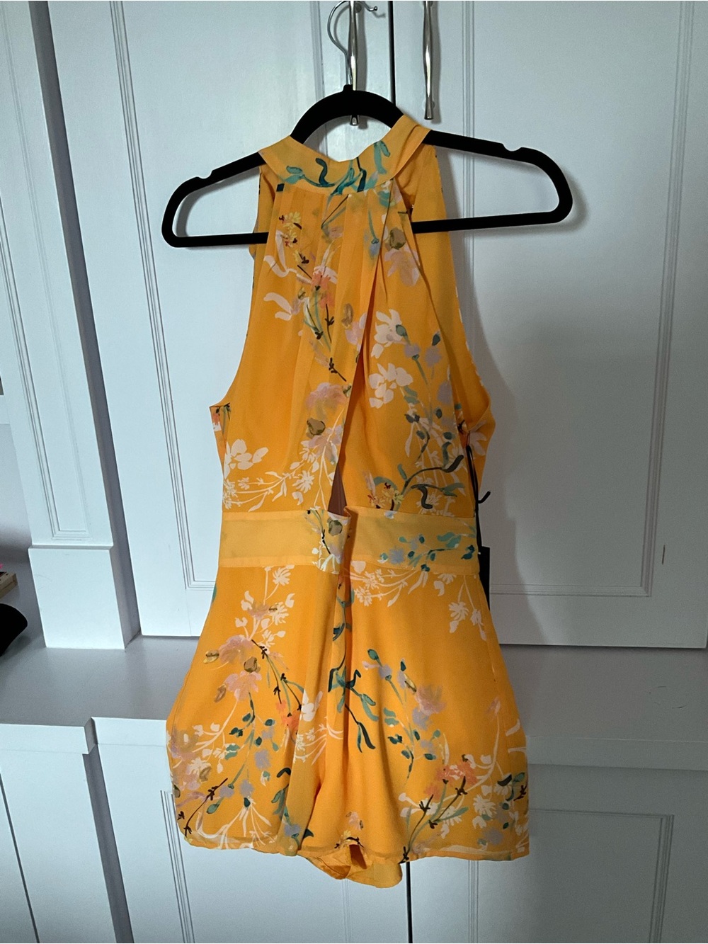House of Harlow 1960 Yellow Floral Backless Romper